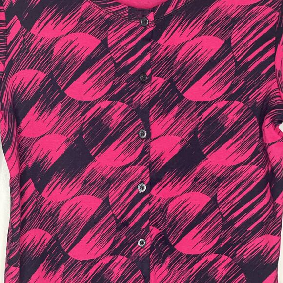 RAFAELLA Women's MEDIUM Sweater Button Front 3/4 Sleeves BLACK Dark PINK NWT - Picture 5 of 16